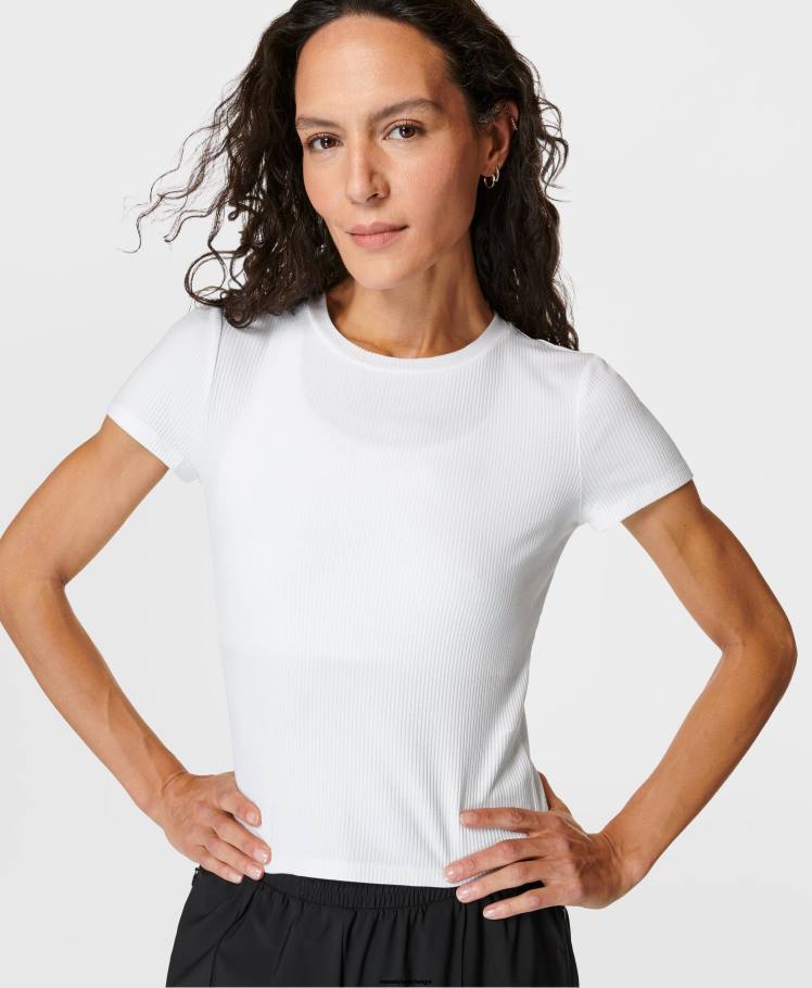 Sweaty Betty kleding R26N264 wit vrouwen Harper T-shirt met korte mouwen