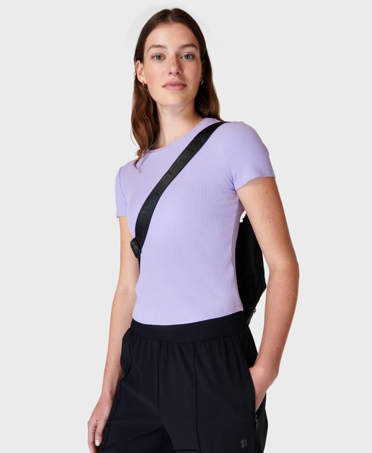 Sweaty Betty kleding R26N265 virtueel violetpaars vrouwen Harper T-shirt met korte mouwen
